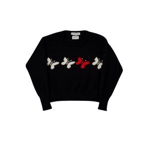 VTG Sonia Rykiel Paris Wool Angora Sweater Butterfly Rhinestone Oversized S/M